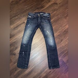Diesel Men's Distressed slim skinny thanaz wash Blue Jeans size 29